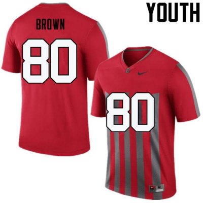 NCAA Ohio State Buckeyes Youth #80 Noah Brown Throwback Nike Football College Jersey EGN3445XO